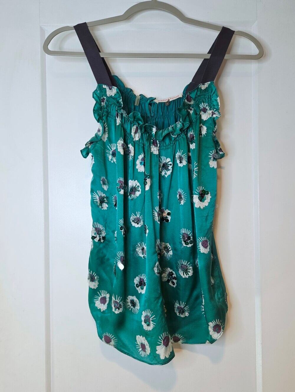 Rebecca Taylor Silk Embellished Floral Tank Top